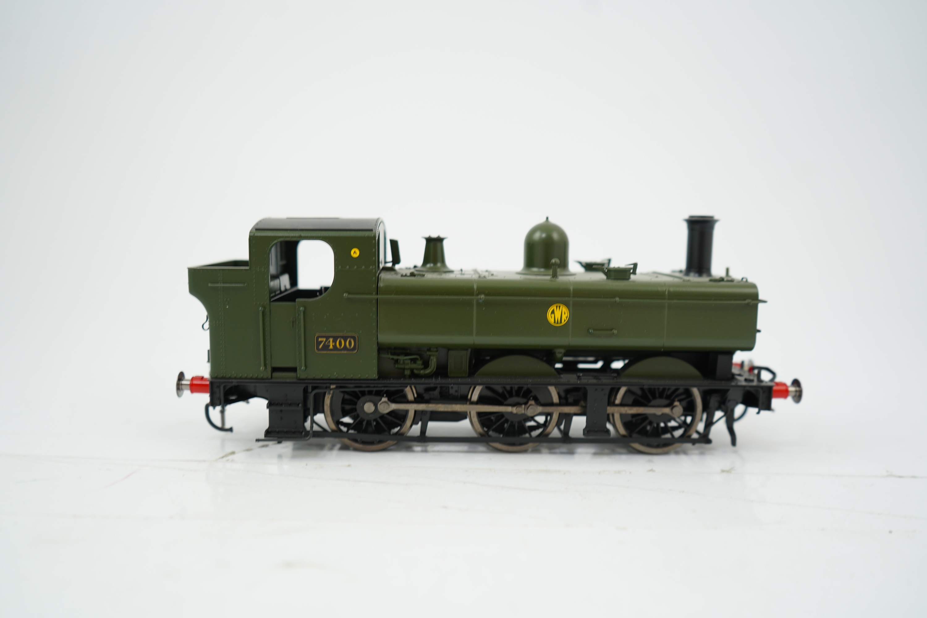 An 0 Gauge ‘Super O’, made in China, model of GWR Class 74xx, 7400, 0-6-0T locomotive, powered for two rail operation.